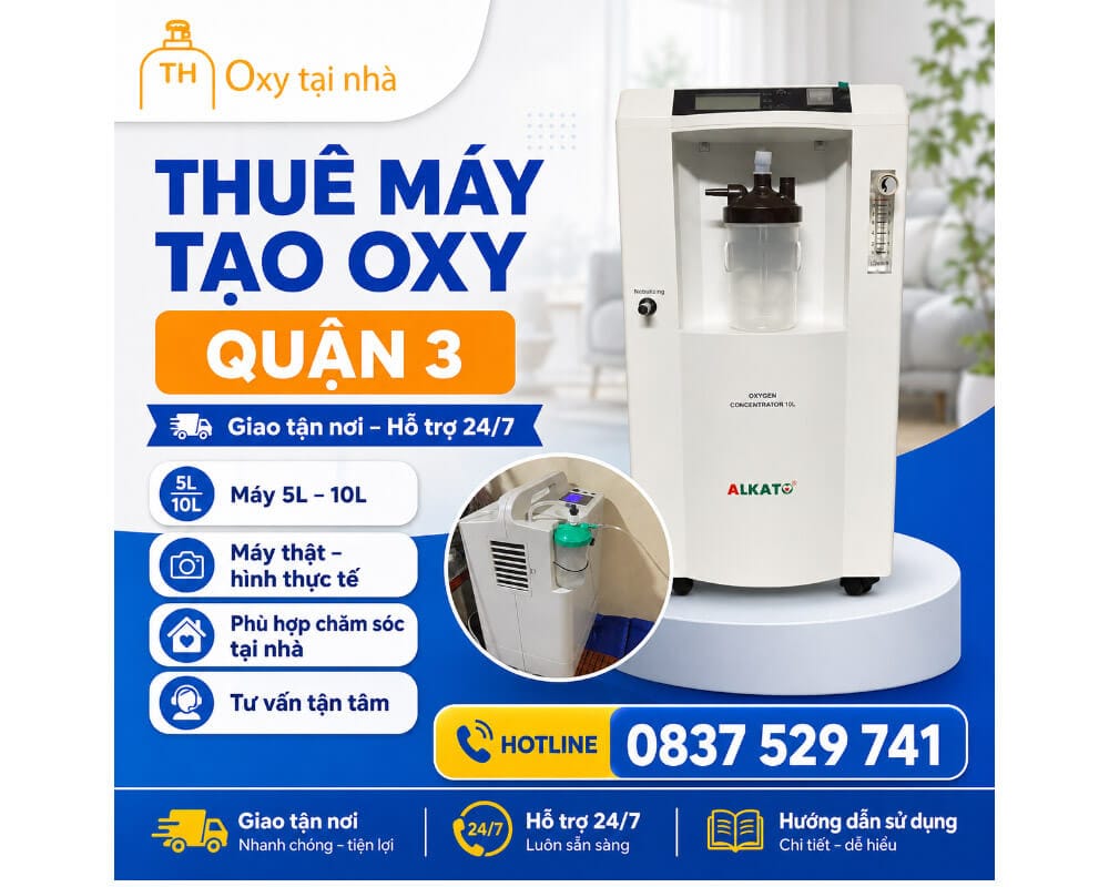 Thuê máy tạo oxy quận 3 tại nhà